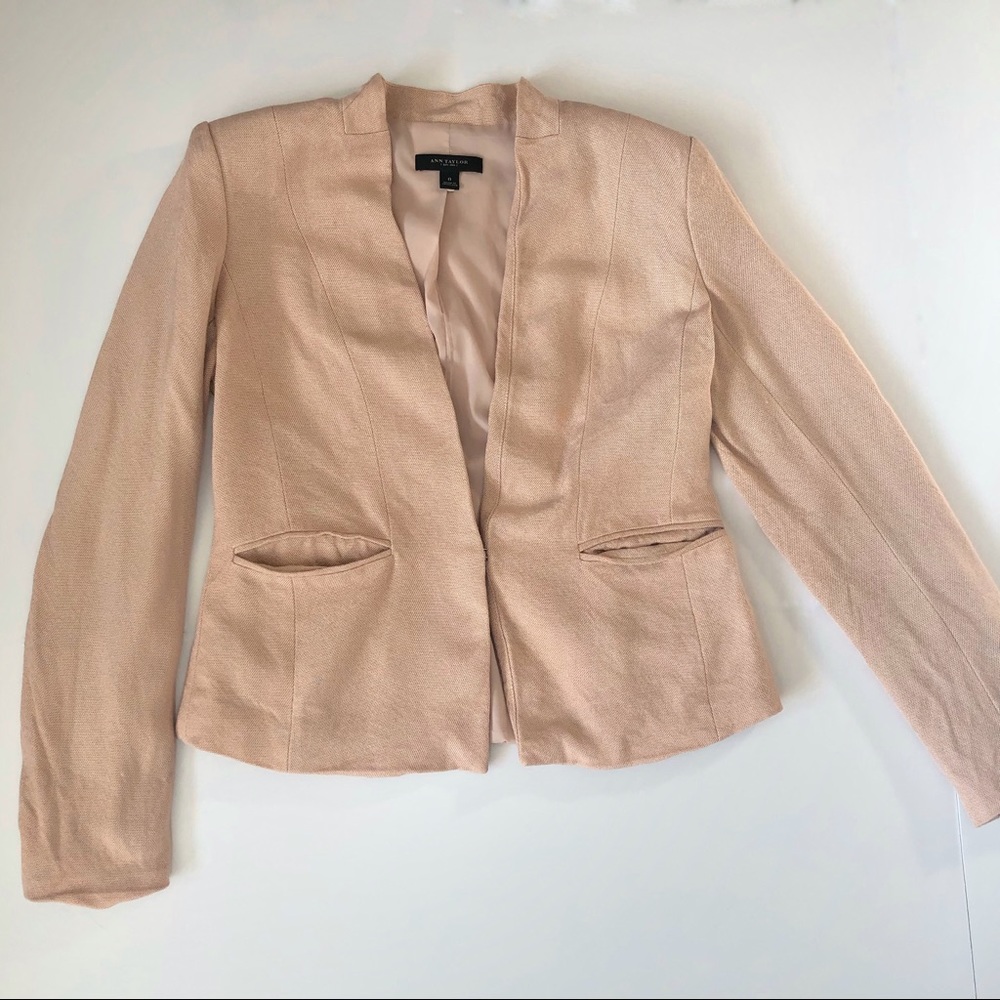 Ann Taylor Nude Pink Blazer with silver clasp